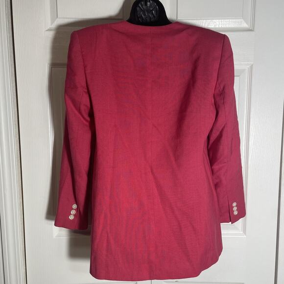 Vintage 90s Sasson Blazer Women 12 Pink Double Breasted Lined Career Jacket - Picture 4 of 14